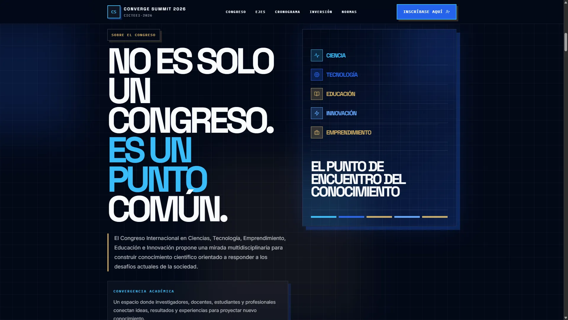Agenda académica y actividades del Converge Summit 2026
