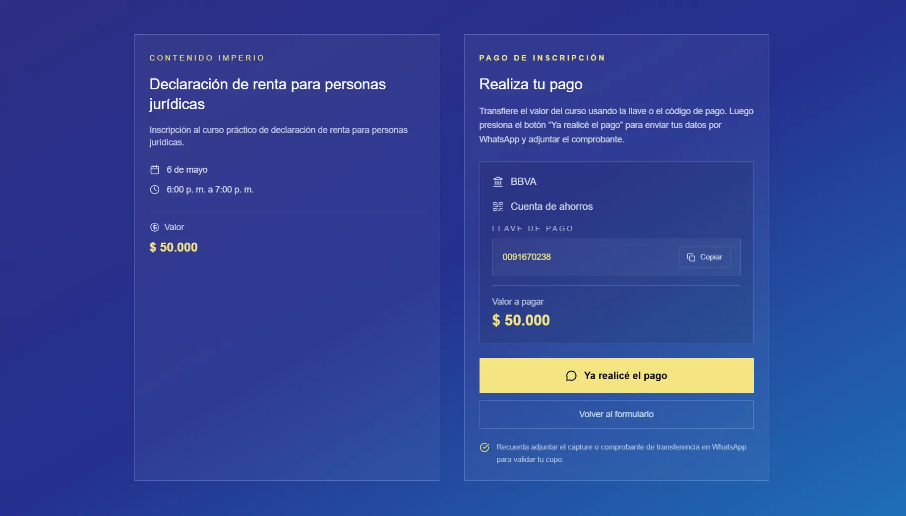 Sección de cursos de ImperCursos