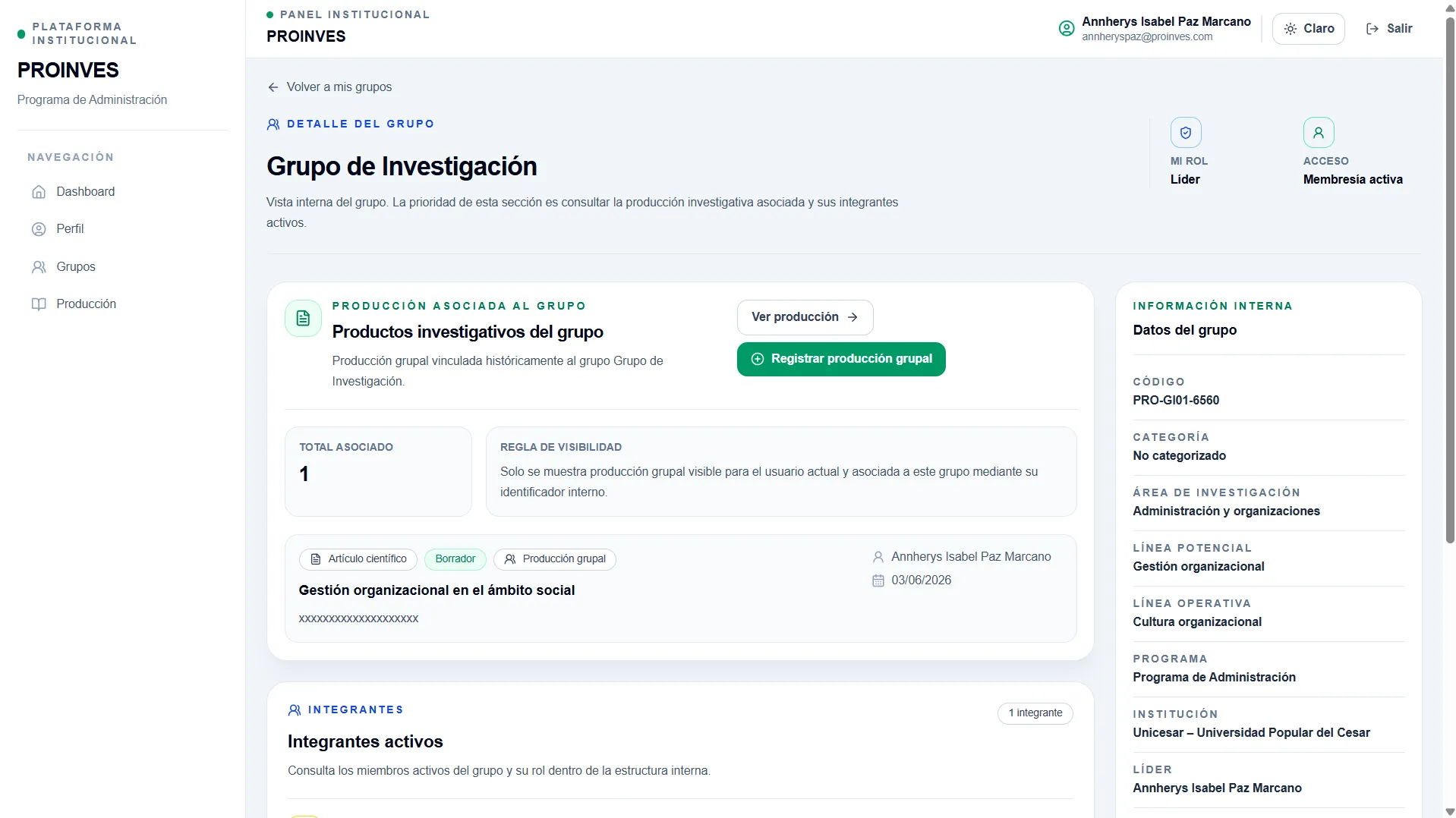 Inicio de Proinves